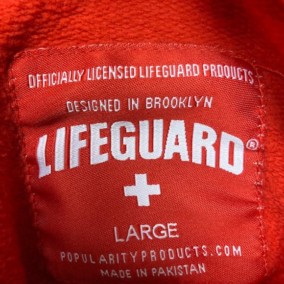 Lifeguard Hoodie Sweatshirt Adult Large Red Pullover Florida Drawstring Mens - Picture 4 of 7
